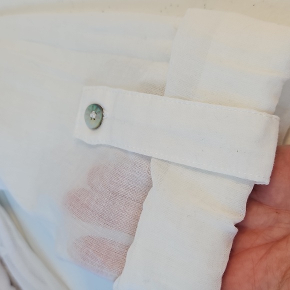 Soft Surroundings White Embroidered Lacey Tunic Top roll tab sleeves M - Picture 7 of 7